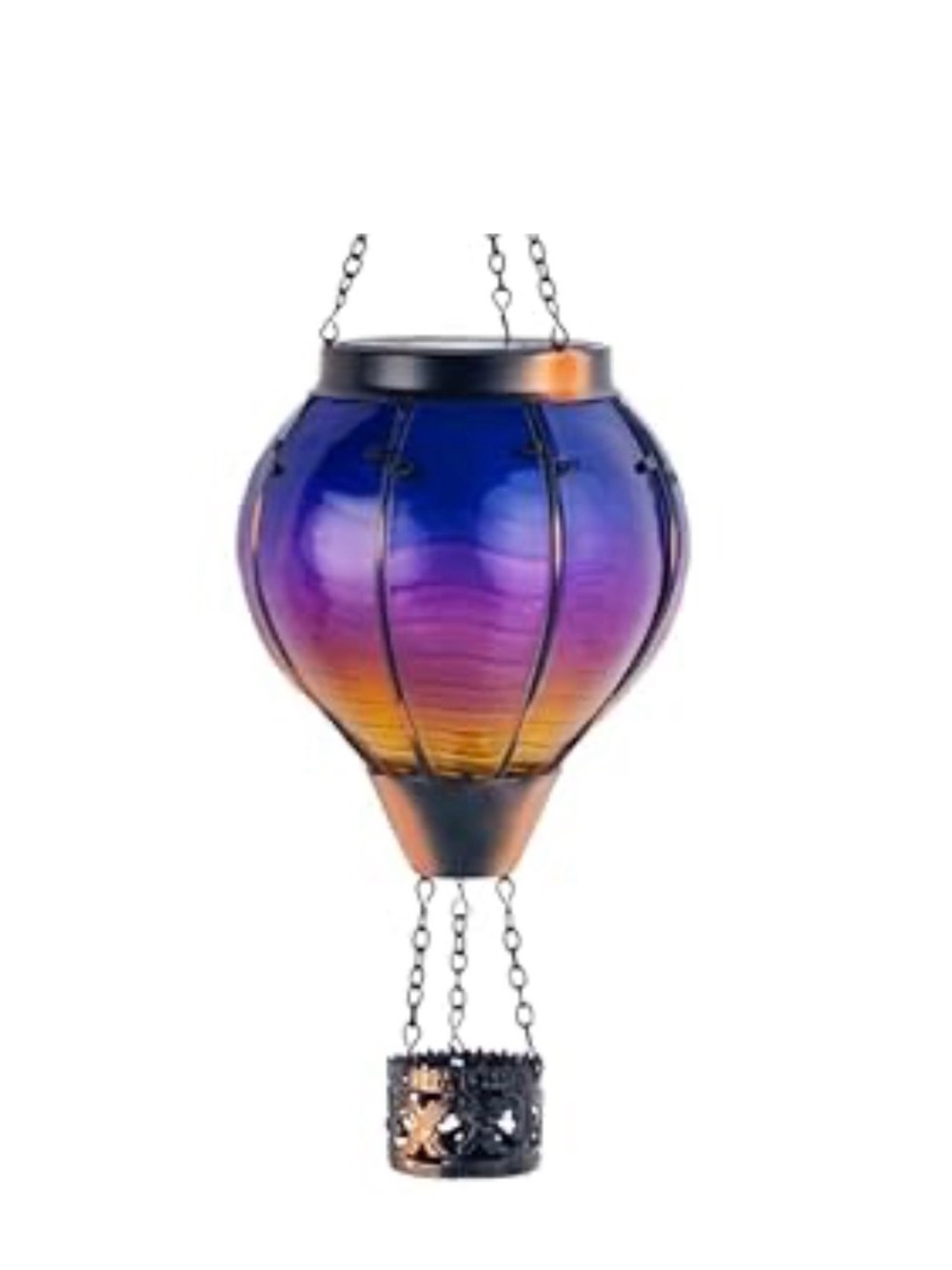 Gradient Blue Purple Orange Glass Hot Air Balloon Lantern